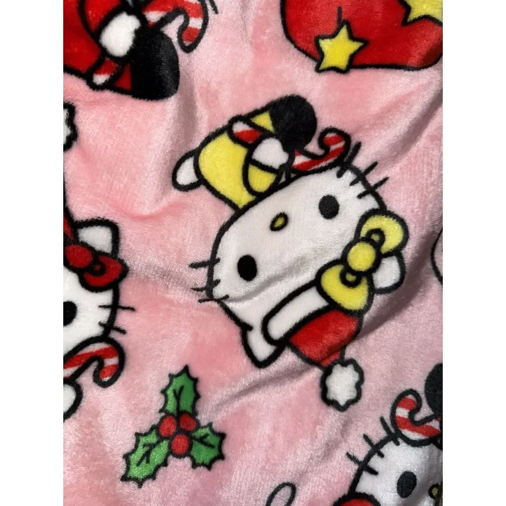 Hello Kitty Mistletoe‎ Pink Christmas Holiday Silk Touch Throw Blanket 50
